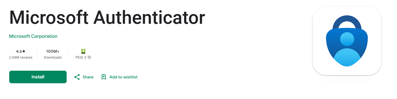Microsoft Authenticator app on Google Play